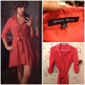 Pink/peach button up dress