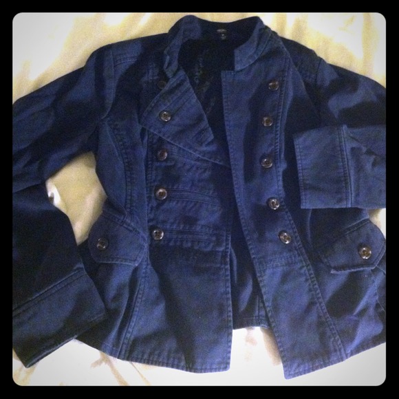 Mossimo Navy Crop Military Style Coat Jacket Med