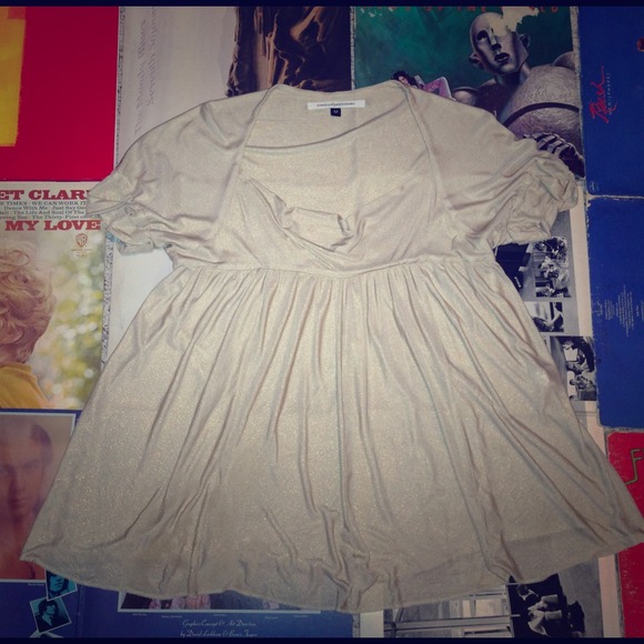 >traded< champagne shiny gold shirt