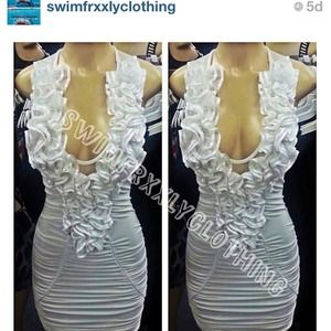 White floral v-cut evening dress