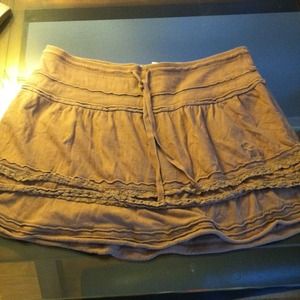 Brown Cotton Skirt with lace Trim