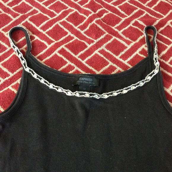 EXPRESS Black tank w/ Clear beading - Picture 2 of 3