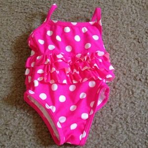 NEW 6-9 Month Hot Pink Polka Dot Swim Suit