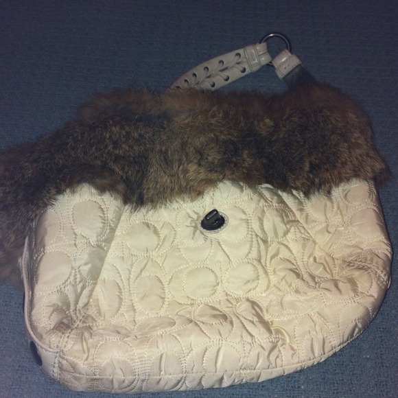 Coach bad with real rabbit fur