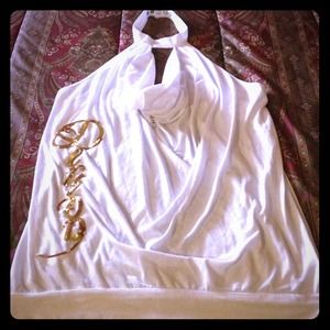 White Scoop-neck Halter