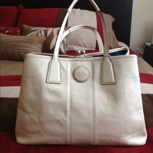Coach white leather bag