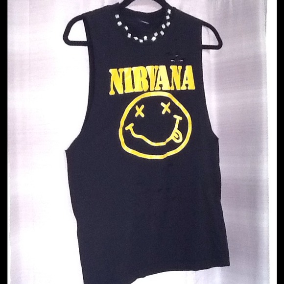 Nirvana t-shirt distressed with rhinestones