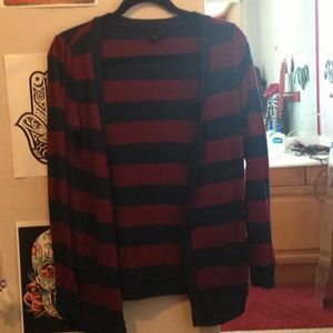 Maroon and Navy striped cardigan
