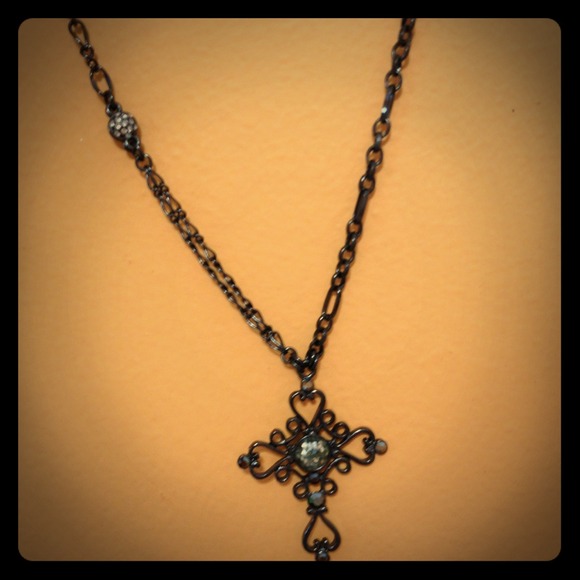 Dark Grey Cross Necklace and Mickey Mouse bundle