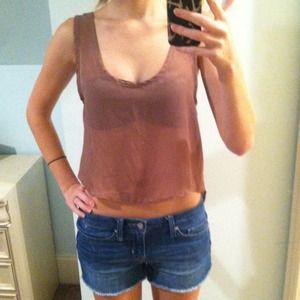 Sheer high-low tank top