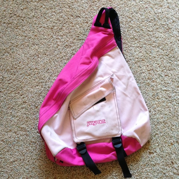 Pink jansport cross body backpack