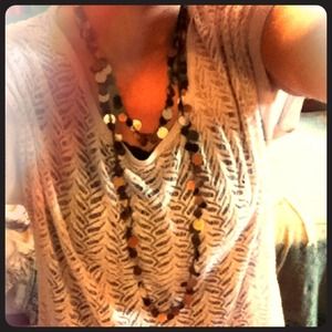 Gold and bronze long sequin necklace