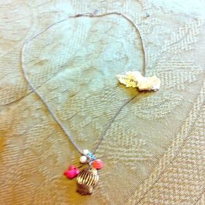 Cute bird &birdcage necklace with a lace bow