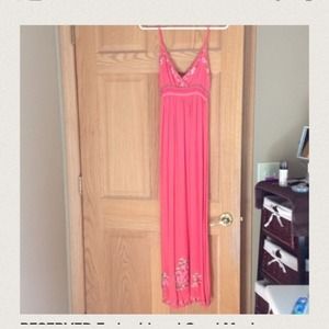 PRICE CUT Embroidered Coral Maxidress