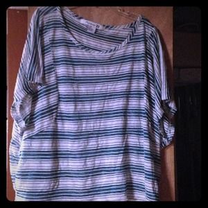 Green and white striped top