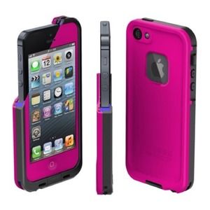 Pink and black lifeproof waterproof iphone 5 case
