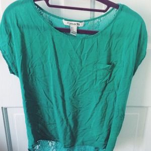 Turquoise lace-back crop top
