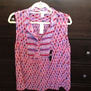BR sheer patterned top- pink/purple/red/periwinkle