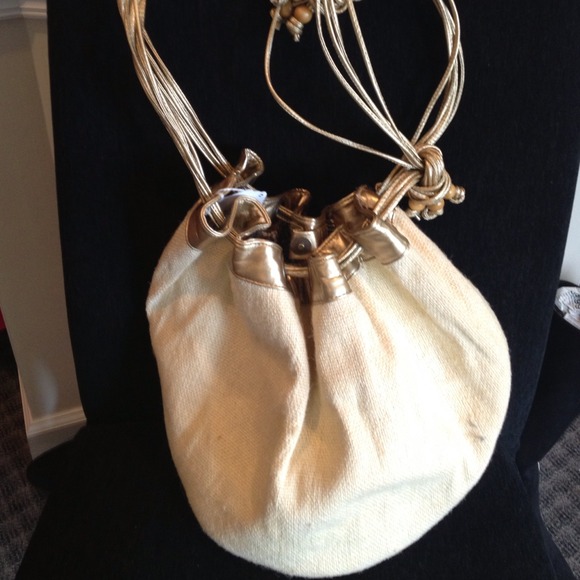 Gold and cream handbag
