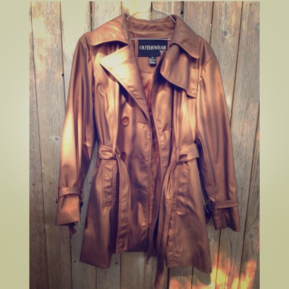 Metallic copper trench/rain coat
