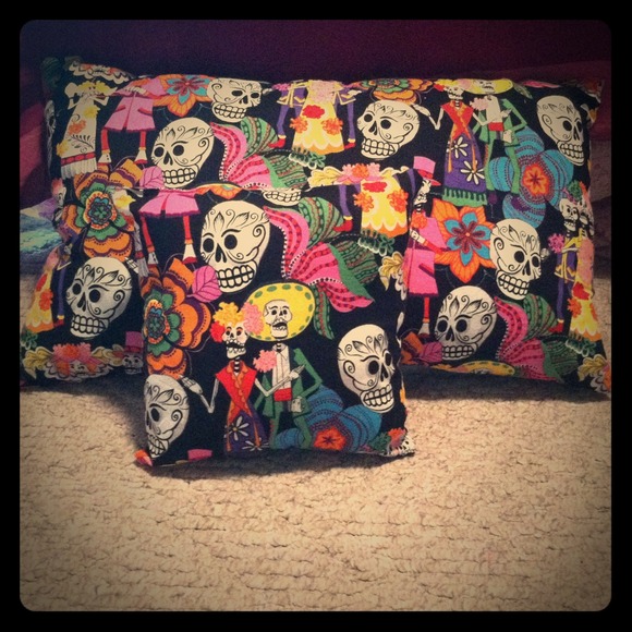 Two cute day of the dead throw pillows (hand made)
