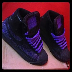 Black and Purple Nike Blazers