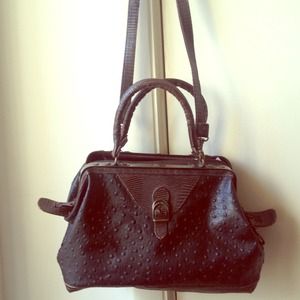 Vintage faux ostrich leather doctor's bag reserved