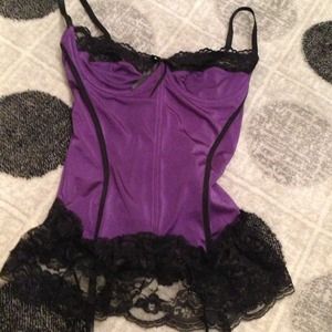 purple & black lace lingerie set