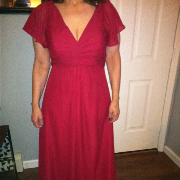 burgundy bridesmaid/mother of bride formal dress