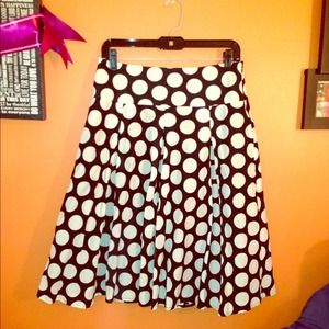 Black and white polka dot high waist skirt