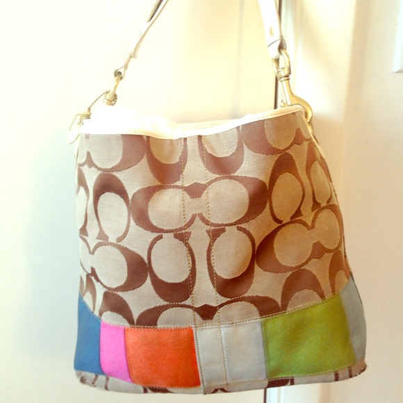 Coach Signature C multicolor stripe tote handbag