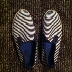 Worn only once pair of blue and white vans