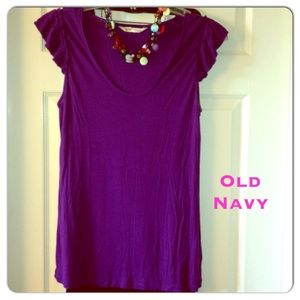 Royal Purple Rayon Shirt w Ruffle Sleeves