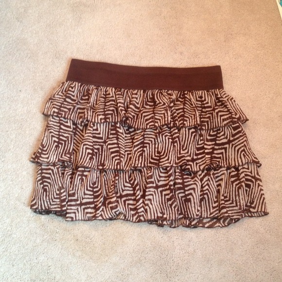 Tan and brown ruffle skirt