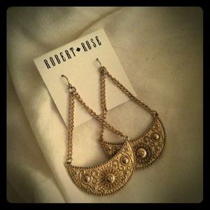 Robert Rose Moon Crescent Dangle Earrings