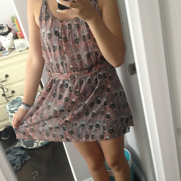 Fun peacock printed sheer dress