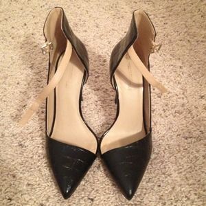 Zara croc leather vamp shoe