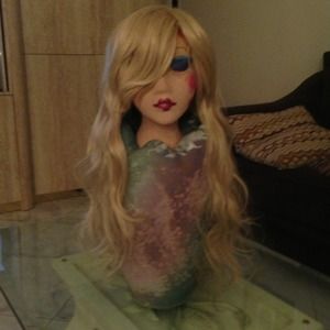 Blonde very long wig/ wavy/ long bangs