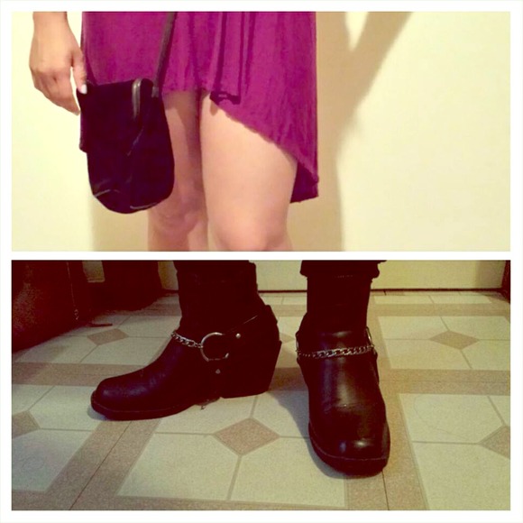 BUNDLE black suede purse & black moto ankle boots