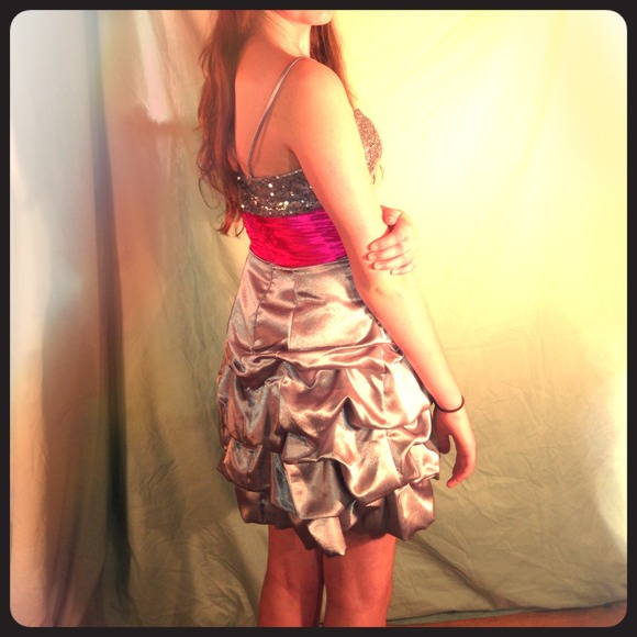 Fabulous silver & pink party dress