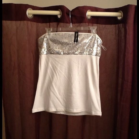 White sequin tube top
