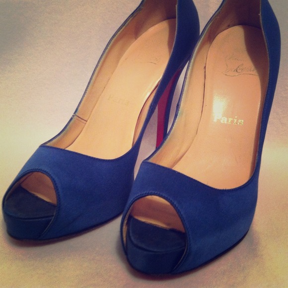 Christian Louboutin Shoes - Christian Louboutin Blue Satin Shoes 39