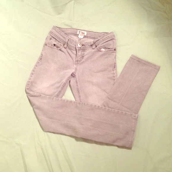 Grey stovepipe jeans