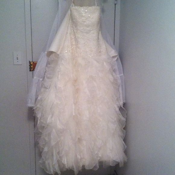 Ivory wedding dress!!!! worn 1 time!!!! size 14!!! - Picture 4 of 4