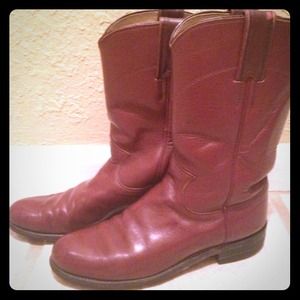 Justin Ropers Cowboy Boots Wine Maroon 5.5 B