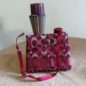 Authentic Coach 3 Color Signature Stripe File Bag