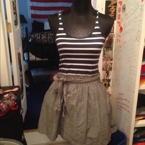 Stripped blue and white with grey and bow dress
