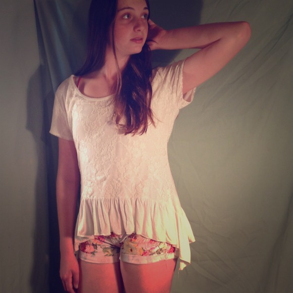 White lace peplum top