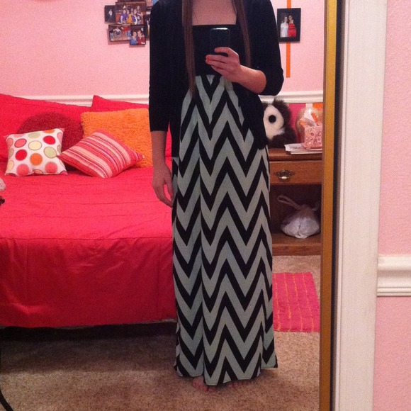 SALE Mint chevron maxi dress - Picture 2 of 2