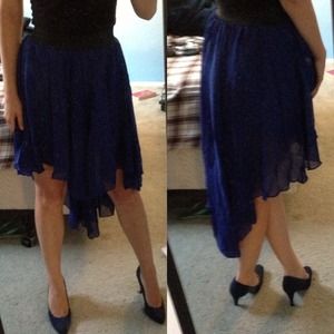 Dark blue high low skirt